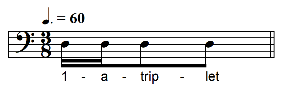 rhythmic dictation compound meter one beat example 4